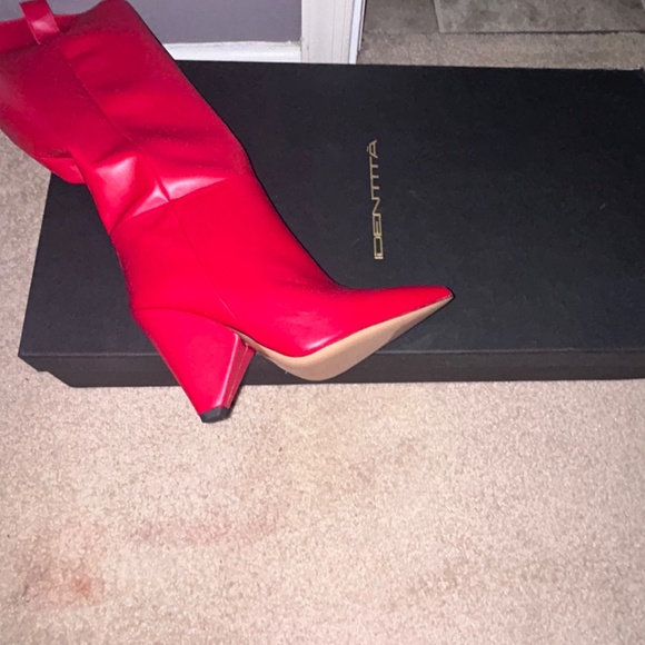 Red Genuine Leather Boots - Picture 2 of 4